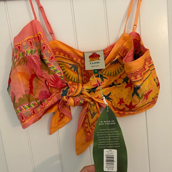 NWT FARM rio Mixed Scarves Bandanna Top Size Medium - Picture 6 of 10